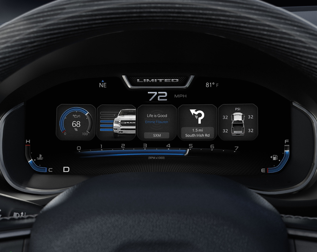 2019-2025 Ram 1500 12-inch Full Digital Speedometer EVIC Instrument Panel Cluster