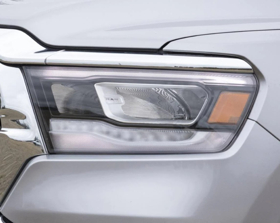 Carplaynav.com 2019-2023 Ram 1500 DT Truck OEM Factory LED Headlight Upgrade Kit Chrome Shroud